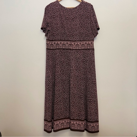JESSICA Howard midi dress pink brown pattern stretch jersey plus size 18W - Picture 5 of 12